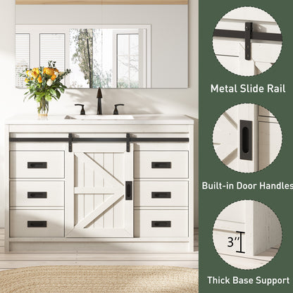 Bourbon Sliding Barn Vanity 48 inch Rustic White