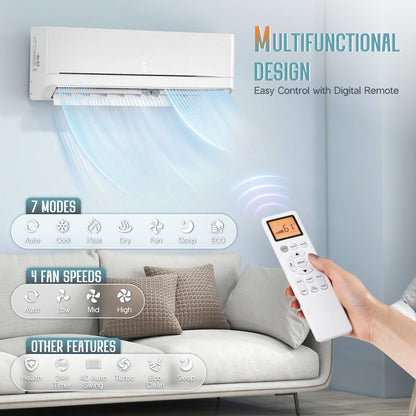 Whisper Ductless Mini Split AC and Heating System-12000BTU-220V