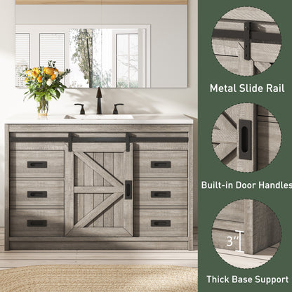 Bourbon Sliding Barn Vanity 48 inch Light Grey