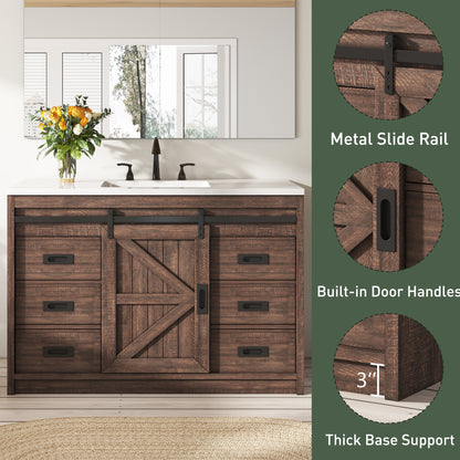 Bourbon Sliding Barn Vanity 48 inch Light Brown