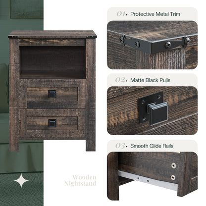 Hub Nightstand Set of 2 Amerlife Black Oak