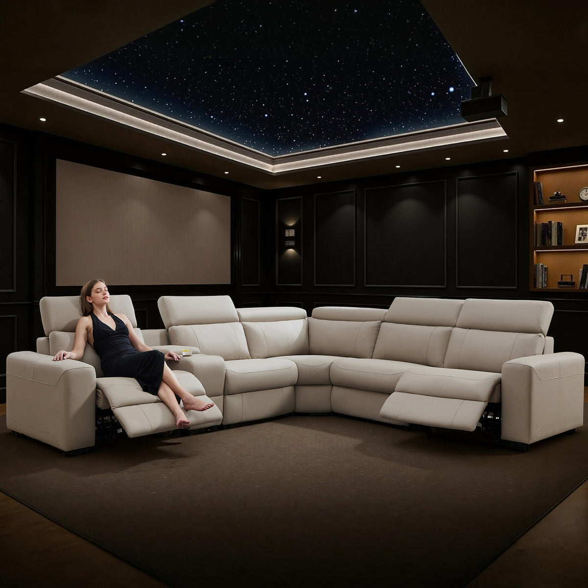 Velouria Electric Reclining Sofa Beige