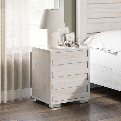 3 Piece Bedroom Set-Q-Distressed White
