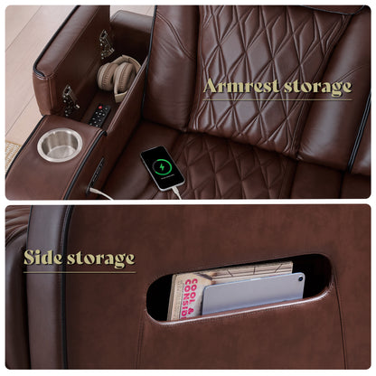 AMERLIFE Recliner Sofa with Zero Gravity, Home Theater Seating, Dark Brown