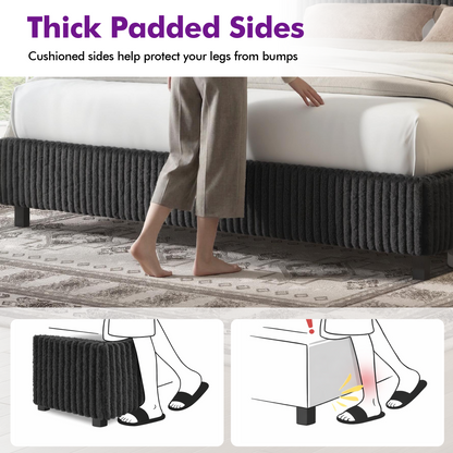 Velmure Corduroy Platform Bed Frame  Queen / Black