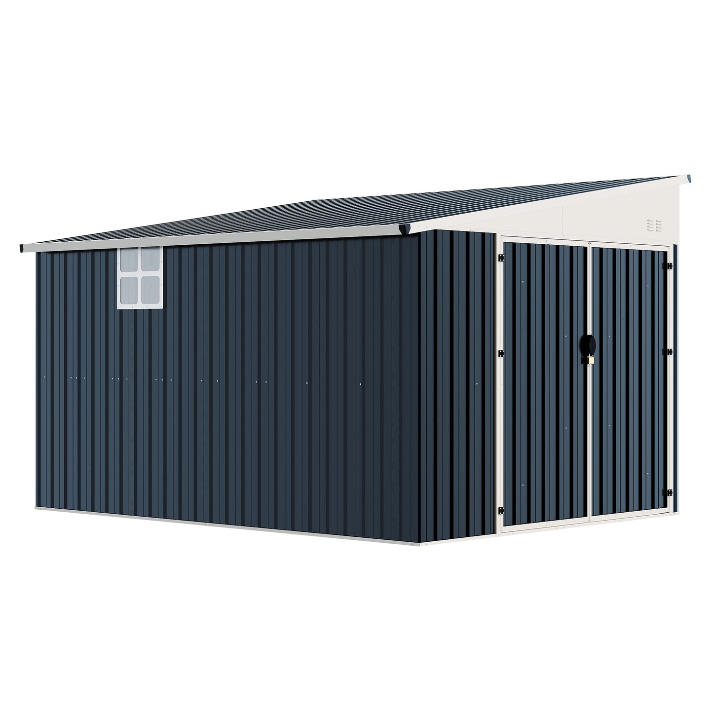 Lark Weatherproof Metal Garden Tool Shed with Sloped Roof-10x8FT