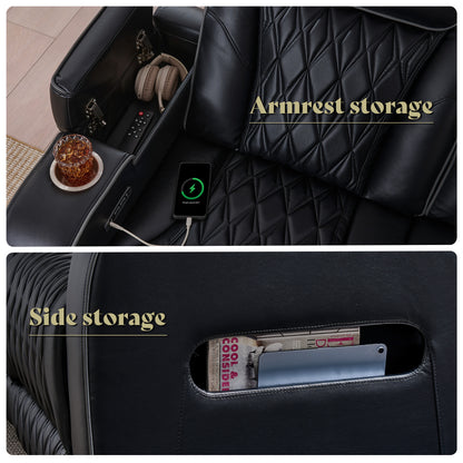 AMERLIFE Recliner Sofa with Zero Gravity, Home Theater Seating, Black