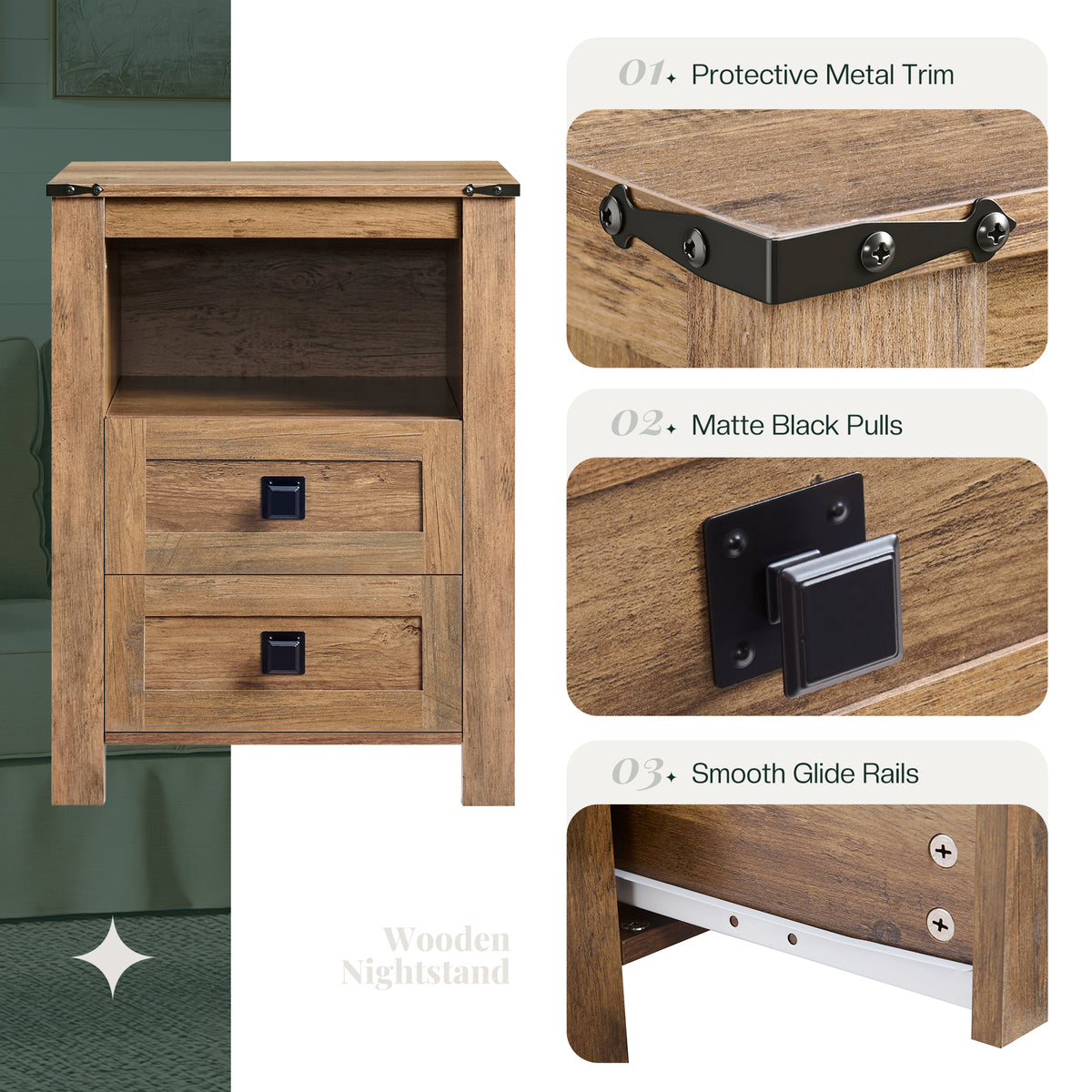 Hub Nightstand Set of 2 Amerlife Barnwood