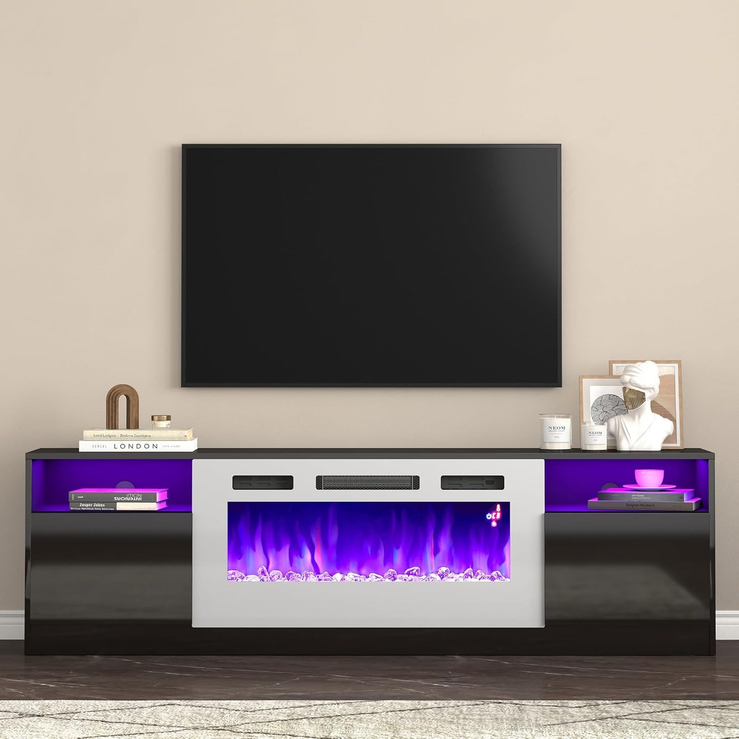 Portal 80" Fireplace TV Stand Amerlife 80" / Black & White
