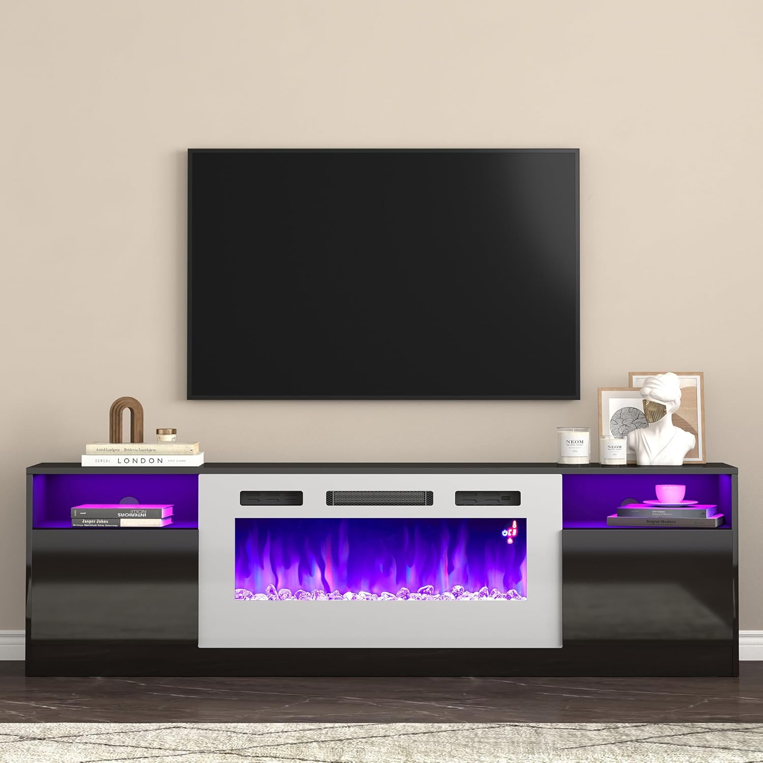 Portal 80" Fireplace TV Stand Amerlife 80" / Black & White