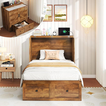 Colton Foldable Murphy Bed Amerlife Twin / Barnwood