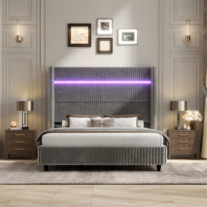 Warren Faux-Fur Bed Frame Amerlife Gray / California king