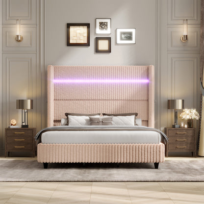 Warren Faux-Fur Bed Frame Amerlife Beige / California king