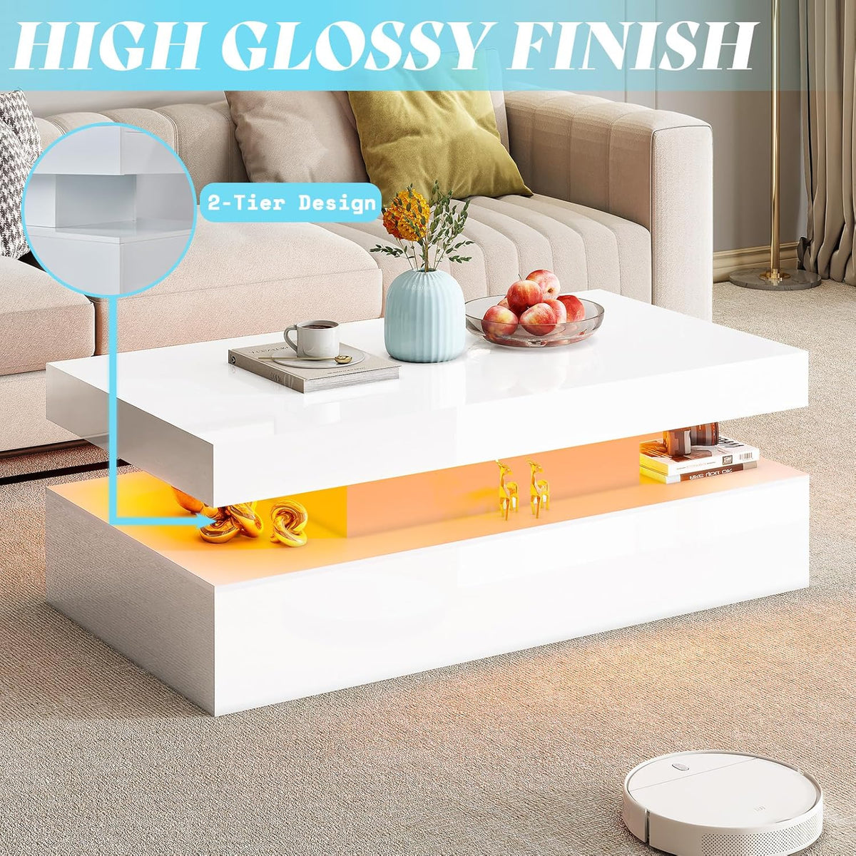 Ion 4-Piece Living Room Set Amerlife 80'' / White & Black