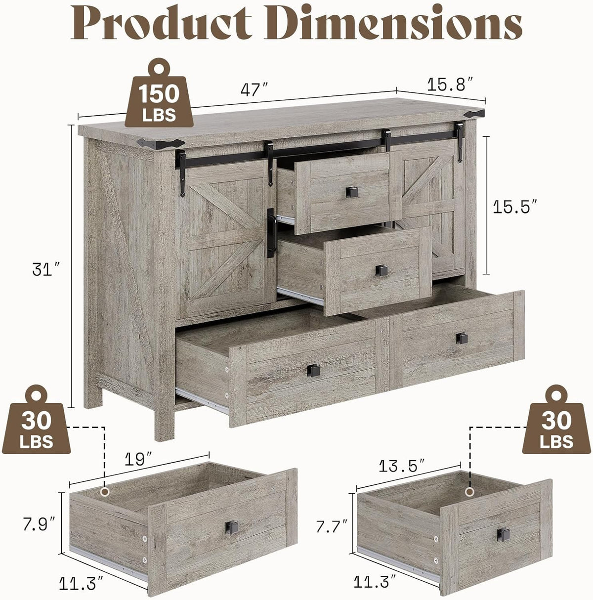 Alderman 3-Piece Bedroom Set Amerlife Full / Light Rustic Oak