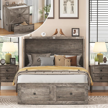 Colton Foldable Murphy Bed Amerlife Twin / Rustic Grey