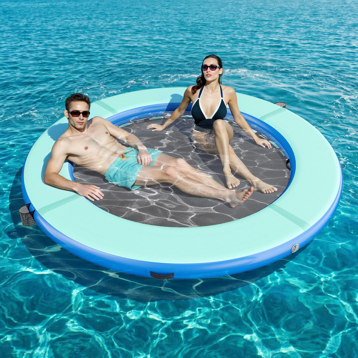 Nixie Inflatable Water Hammock-8*8FT / Circle / Green+Black