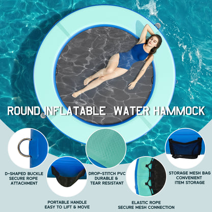 Nixie Inflatable Water Hammock-8*8FT / Circle / Green+Black