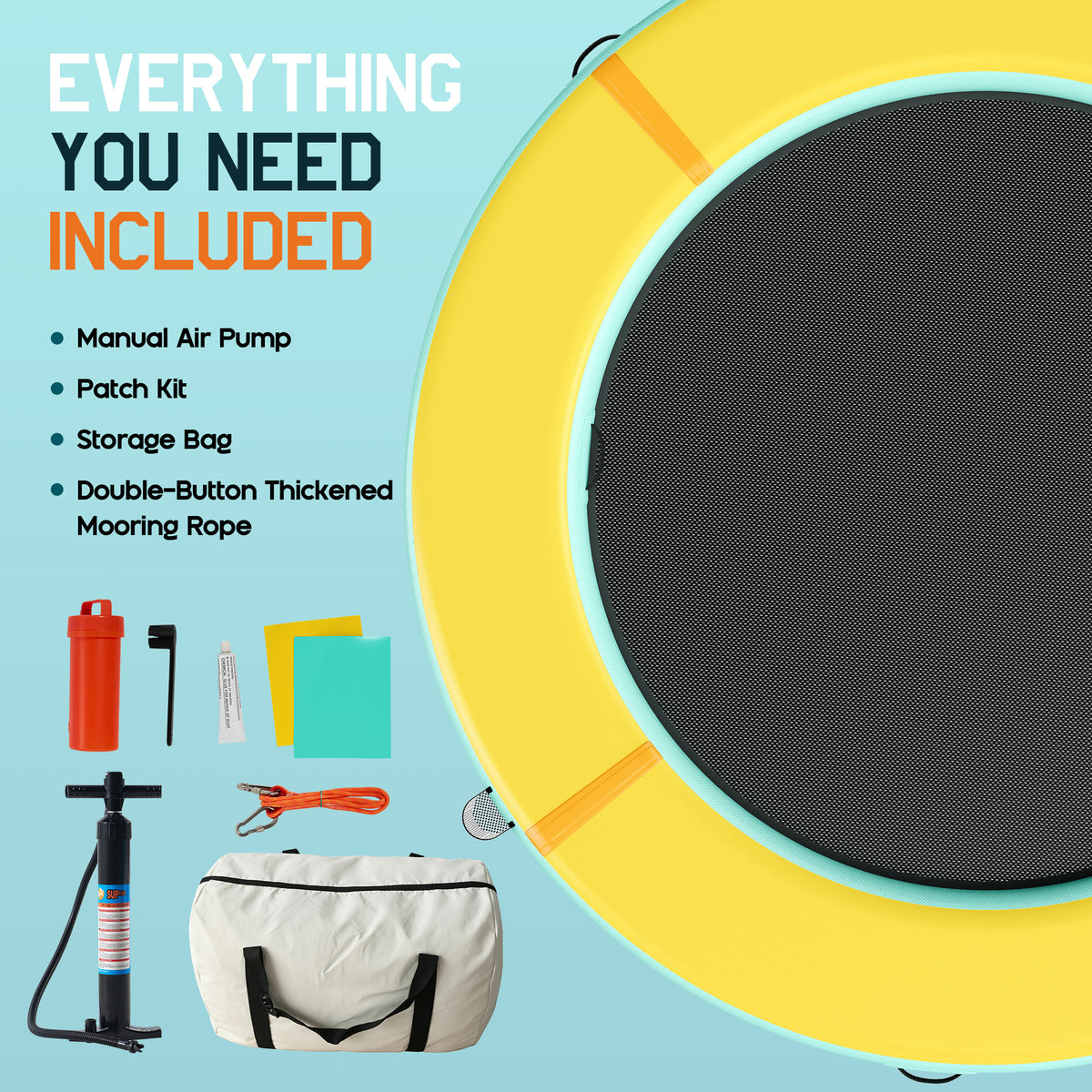 Nixie Inflatable Water Hammock-8*8FT / Circle / Yellow+Black