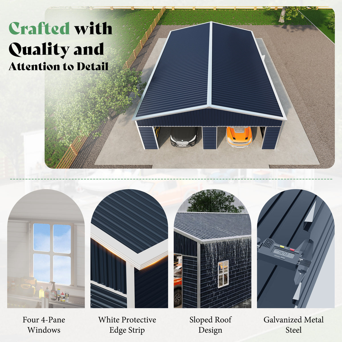 Extra Large Outdoor Metal Garage Shed Amerlife 25x30x11.5 FT 