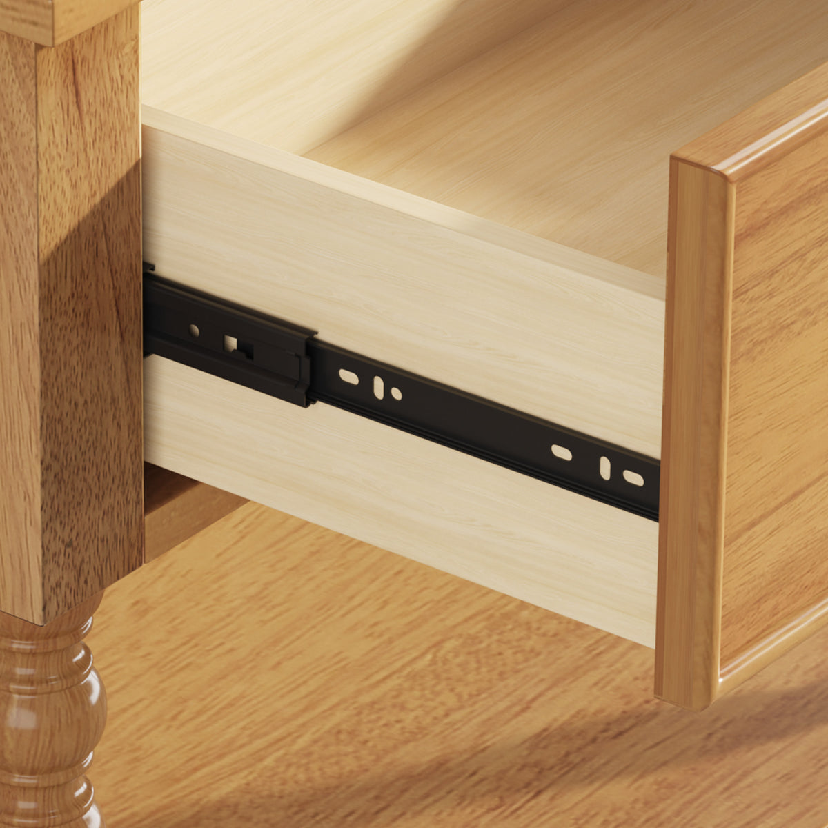 Spindle Solid Wood Nightstand  Natural Wood / 2PC