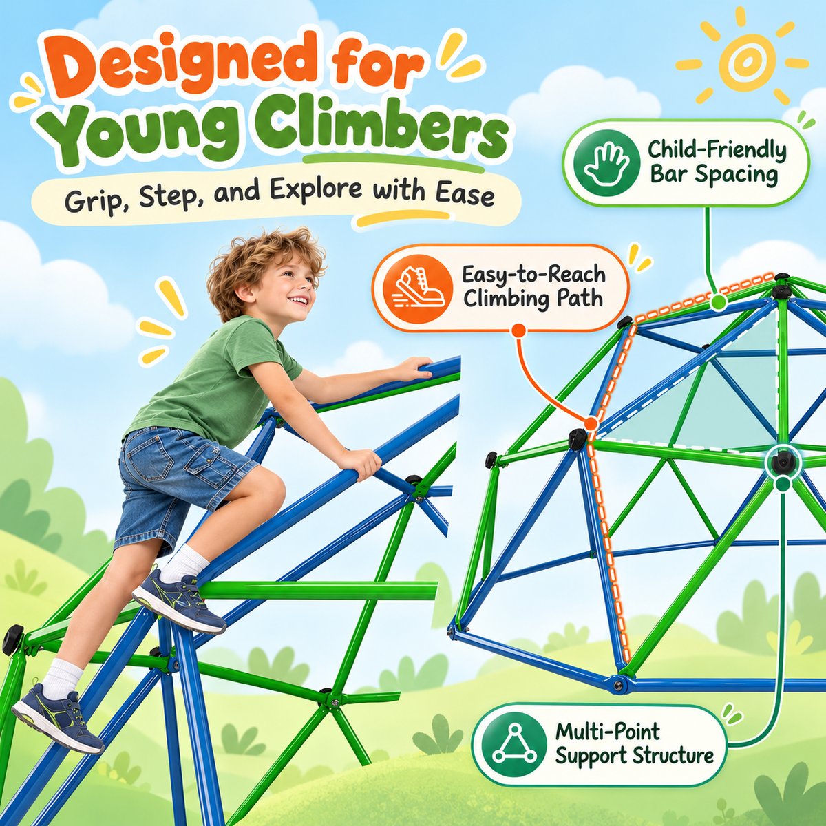 Outdoor Geometric Kids Jungle Gym-10*5 FT
