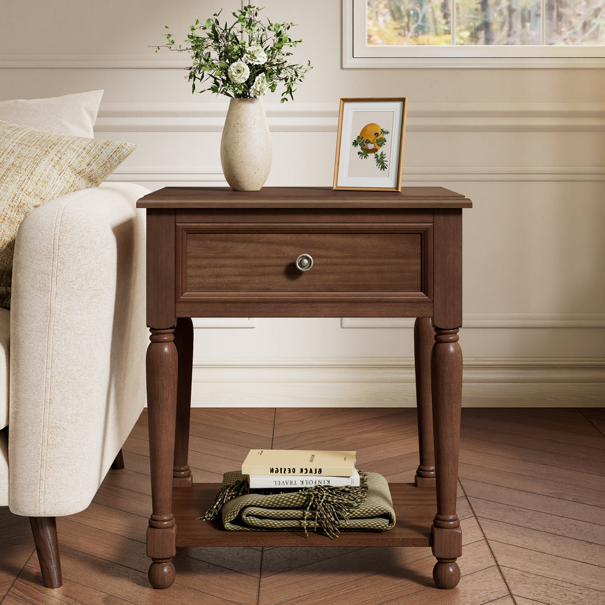 Ember Vintage Walnut Nightstand Set-Walnut