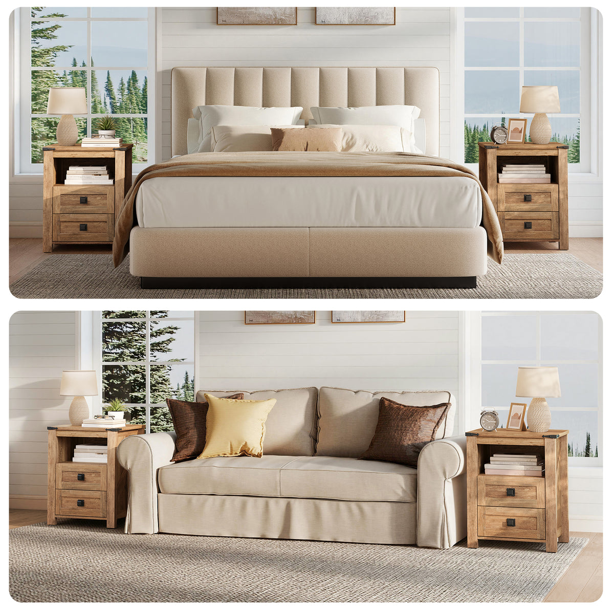 Hub Nightstand Set of 2 Amerlife Barnwood