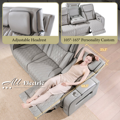 AMERLIFE Recliner Sofa with Zero Gravity, Home Theater Seating, Light Grey