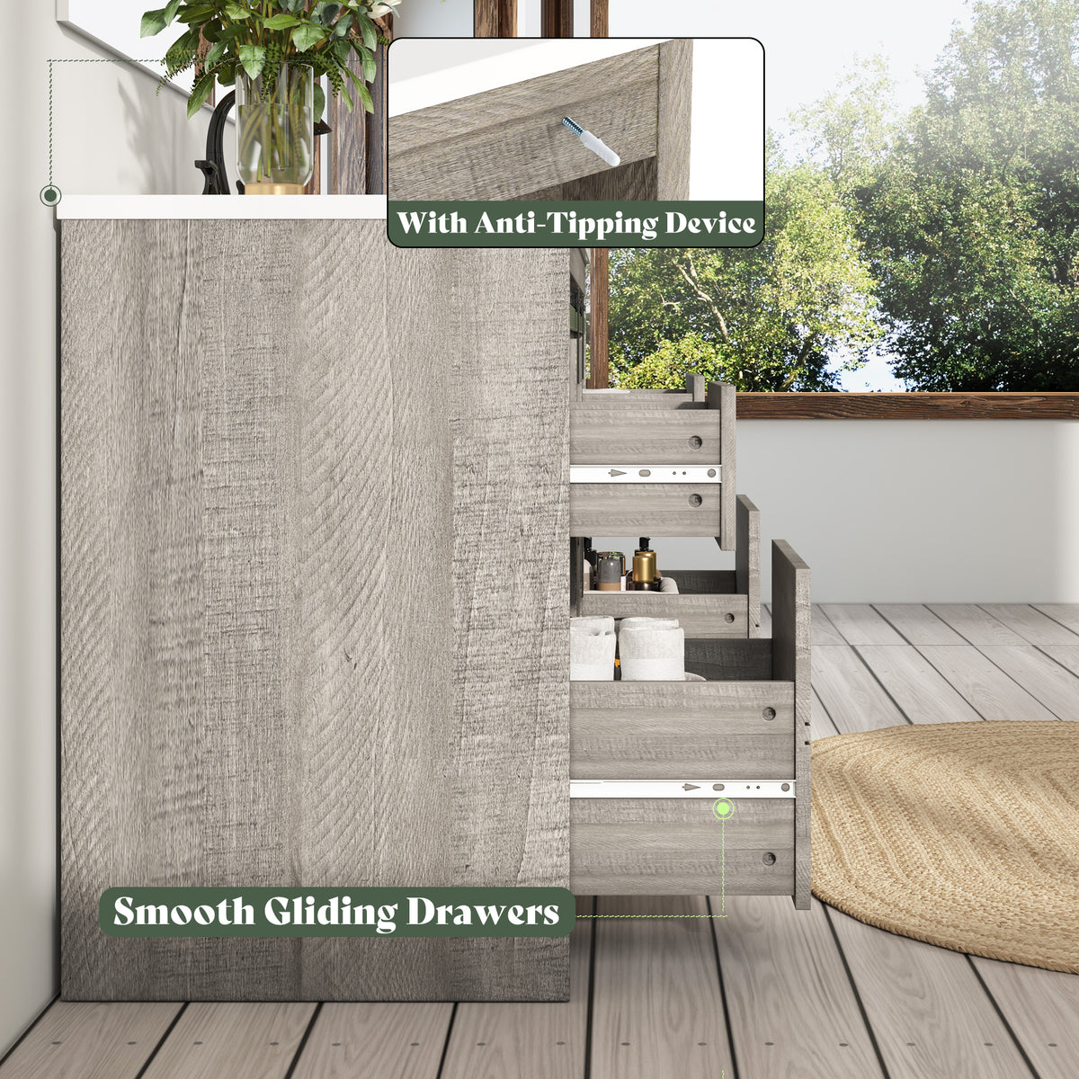 Bourbon Sliding Barn Vanity 24 inch Light Grey