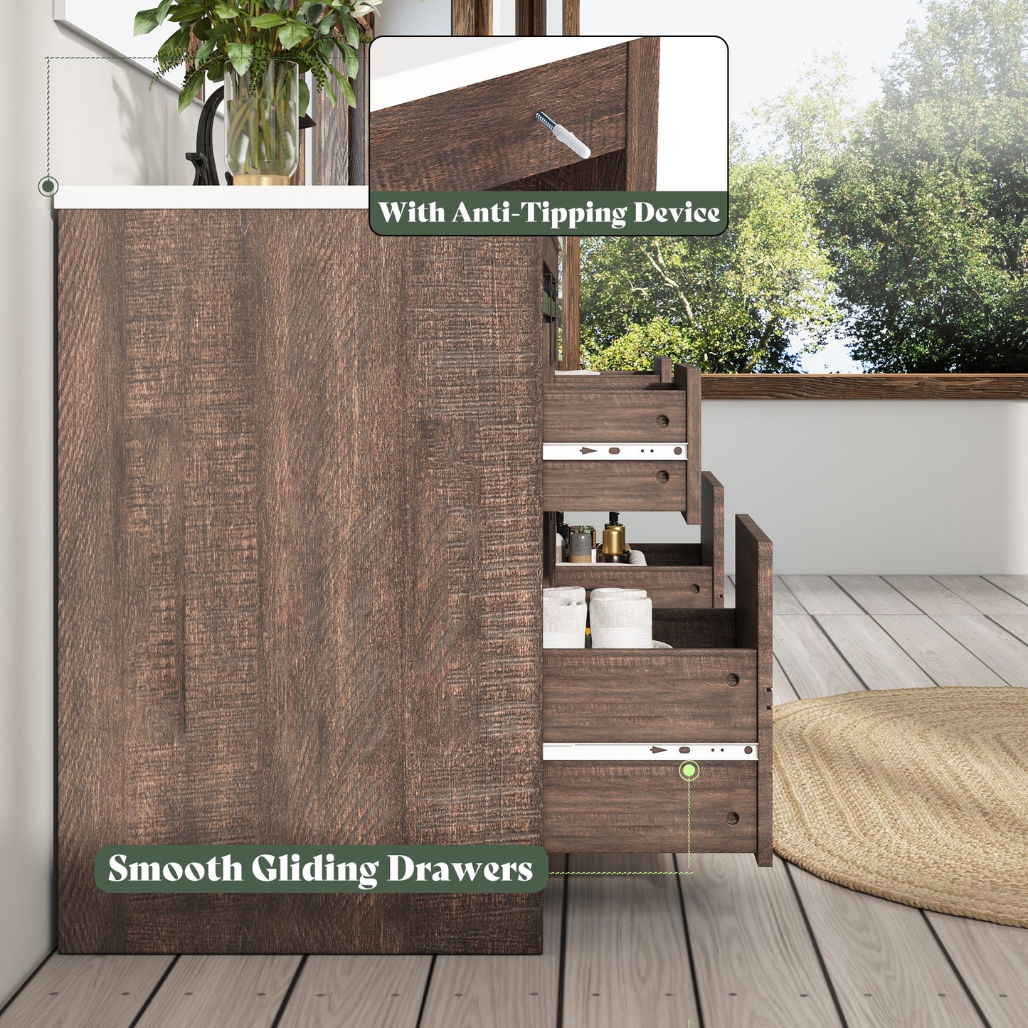 Bourbon Sliding Barn Vanity 24 inch Light Brown