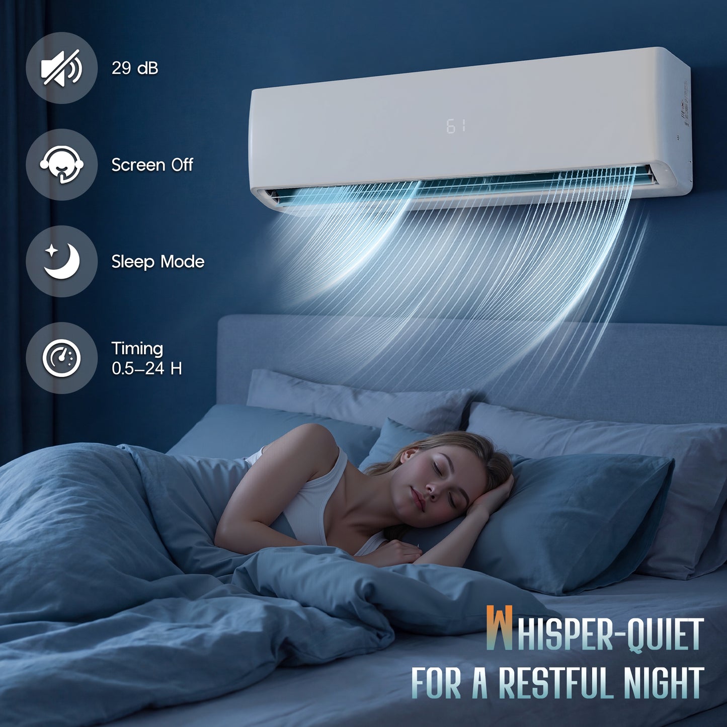 Whisper Ductless Mini Split AC and Heating System-36000BTU-220V