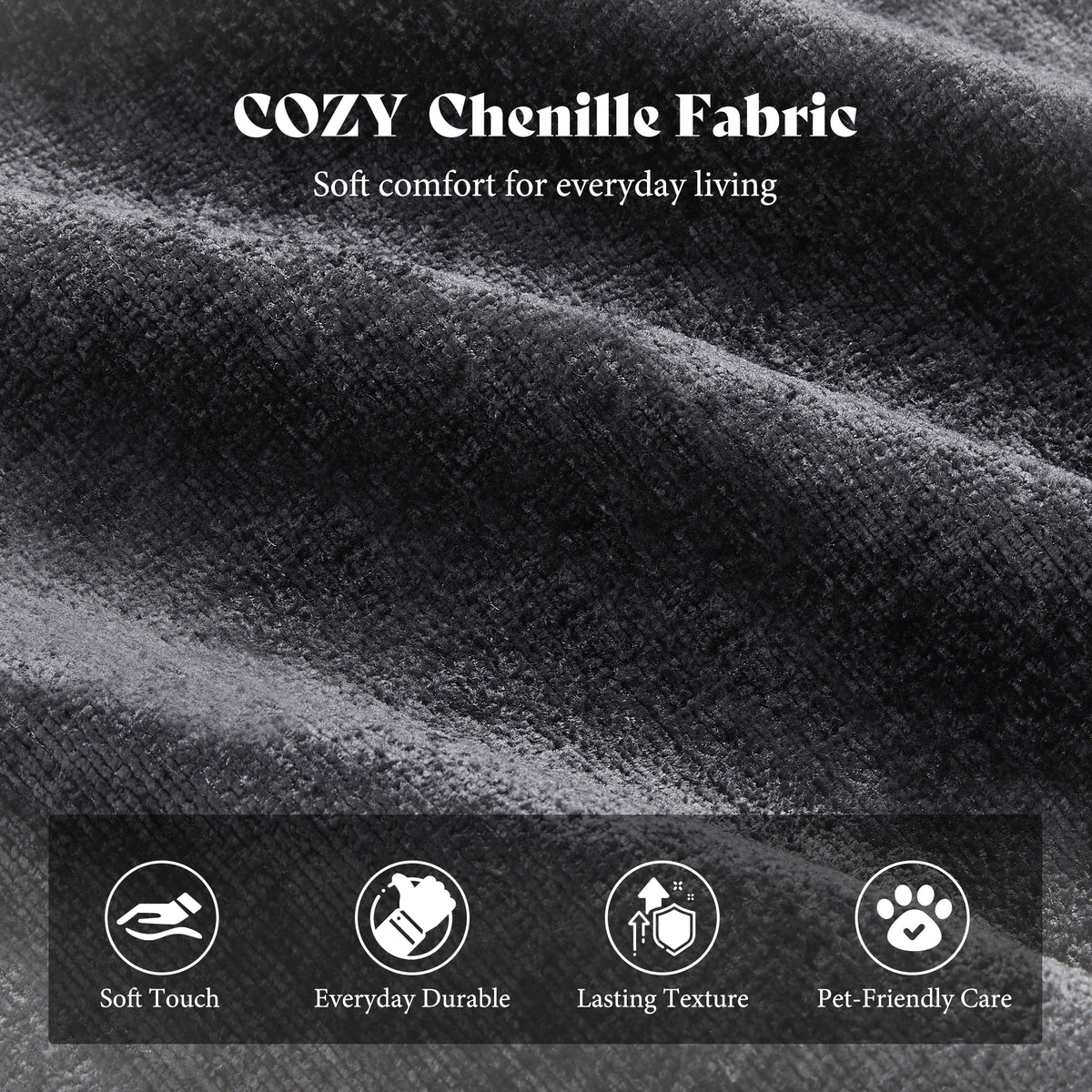 Amerlife Oversized Bean Bag Lounge Chair-Black Chenille