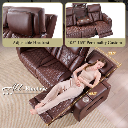 AMERLIFE Recliner Sofa with Zero Gravity, Home Theater Seating, Dark Brown