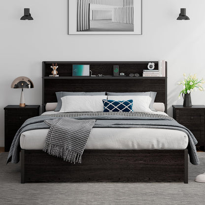 Scribe Storage Bed & 2 Nightstands 3-Piece Set King Black