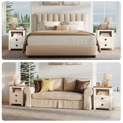 Hub Nightstand Set of 2 Amerlife White ＆Brown