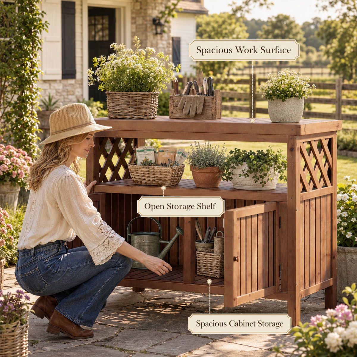 Sprout Solid Fir Wood Outdoor Potting Bench