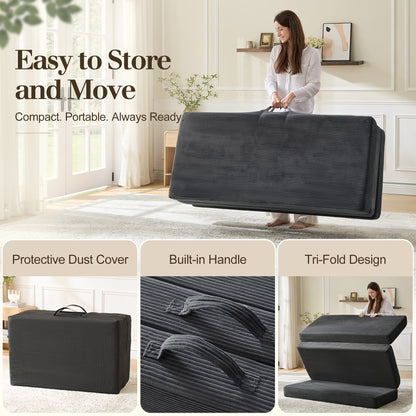 Fold 6-Inch Tri-Fold Folding Mattress-Queen-Grey