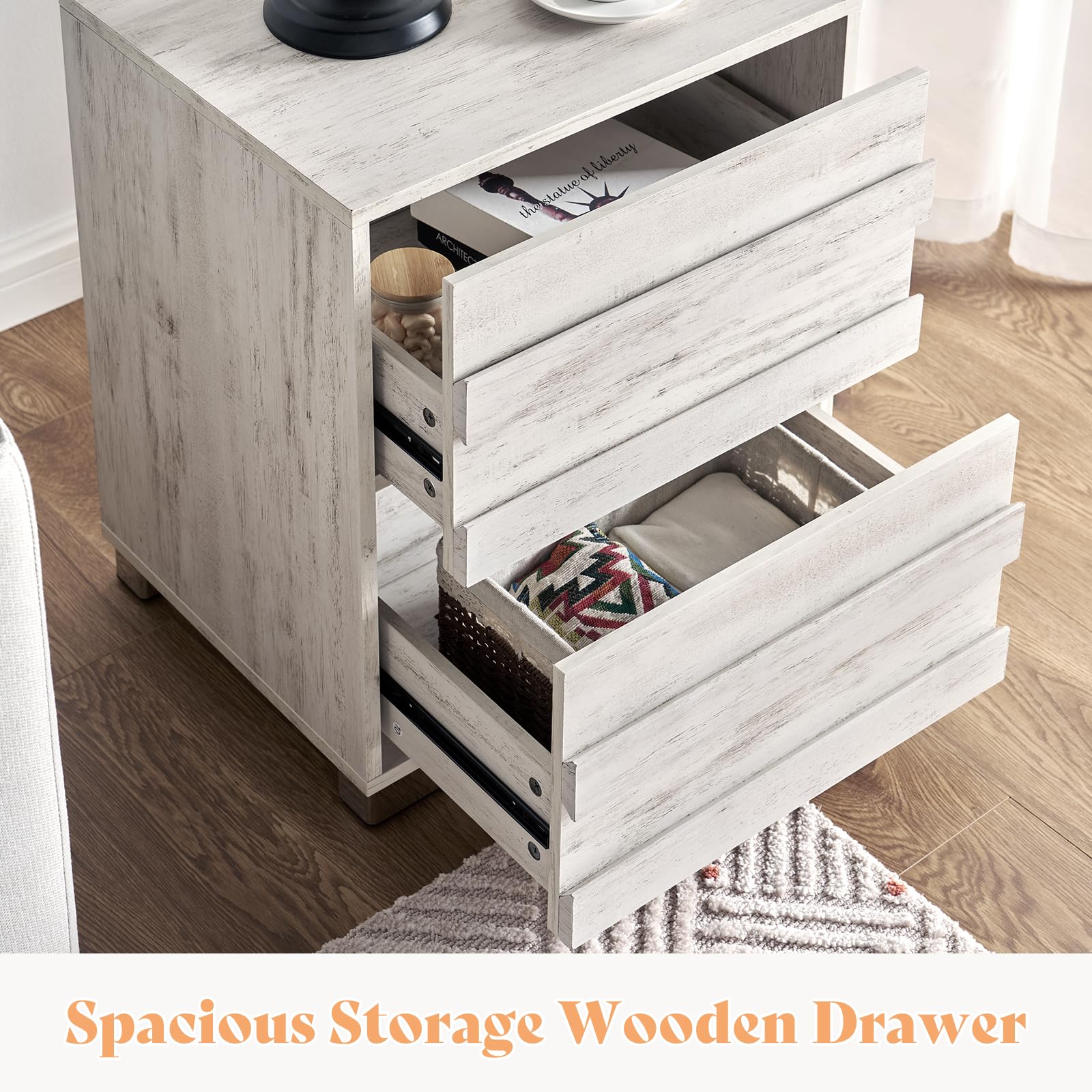 3 Piece Bedroom Set-K-Distressed White