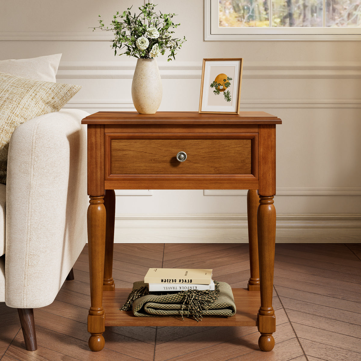 Ember Vintage Walnut Nightstand Set-Brown