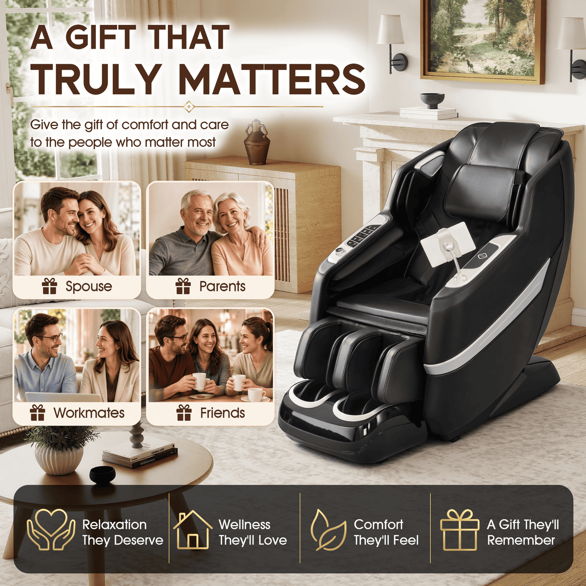 Smart 3D Zero Gravity Massage Chair-3D Massage Roller-Black