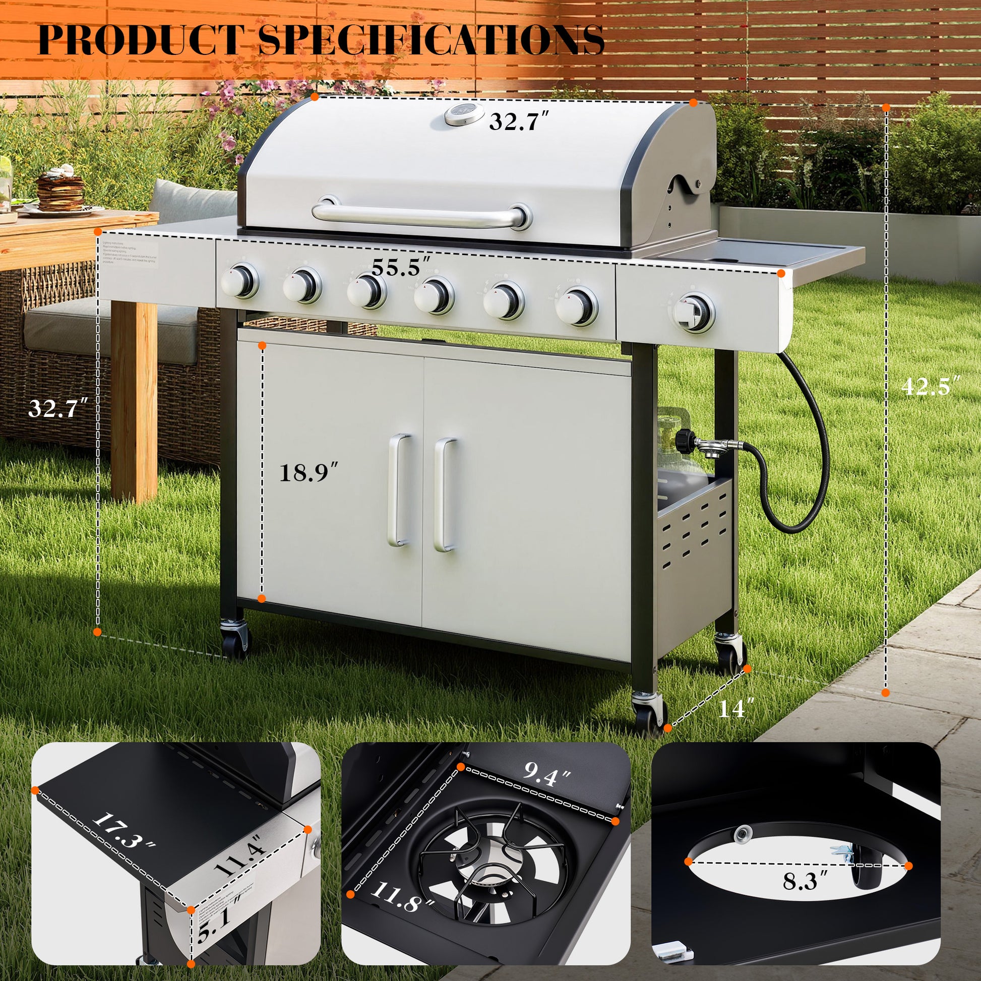 6-Burner Propane Grill Cart 