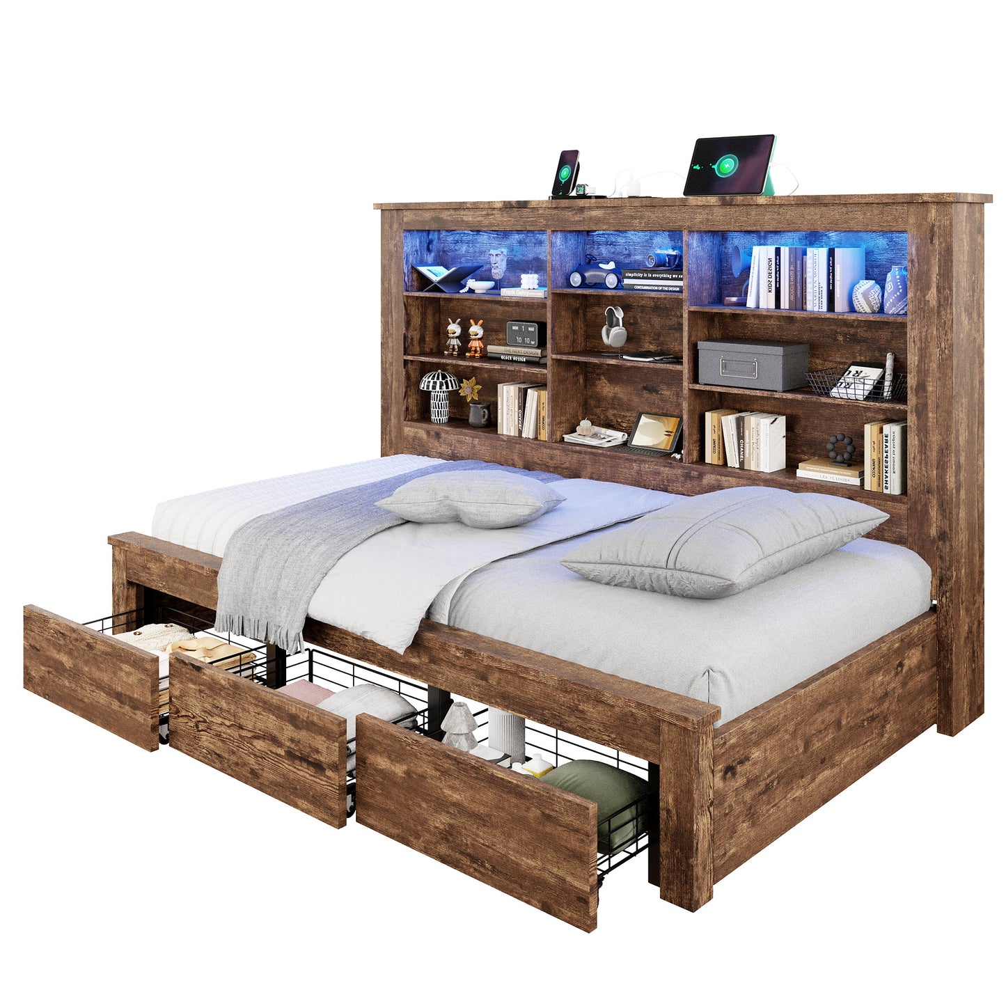 Beam Bed Frame Amerlife Twin / Rustic Dark Oak
