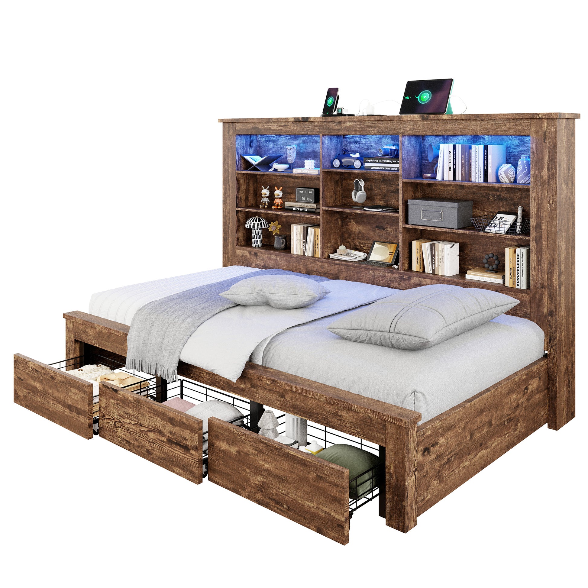 Beam Bed Frame Amerlife Twin / Rustic Dark Oak