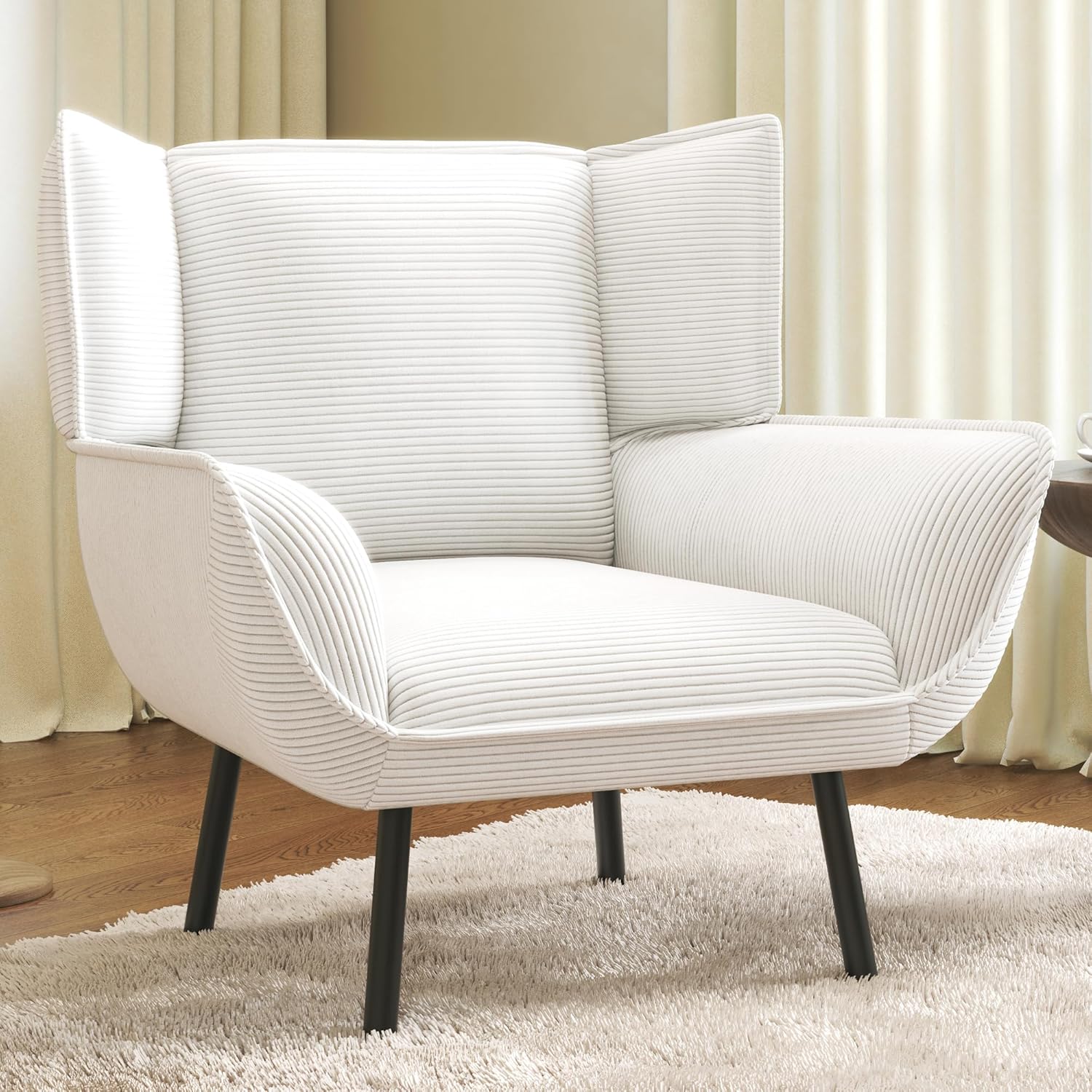 Accent Wingback Corduroy Chair Amerlife set of 3 / Grey