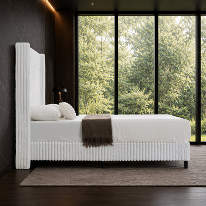 Warren Faux-Fur Bed Frame Amerlife White / California king