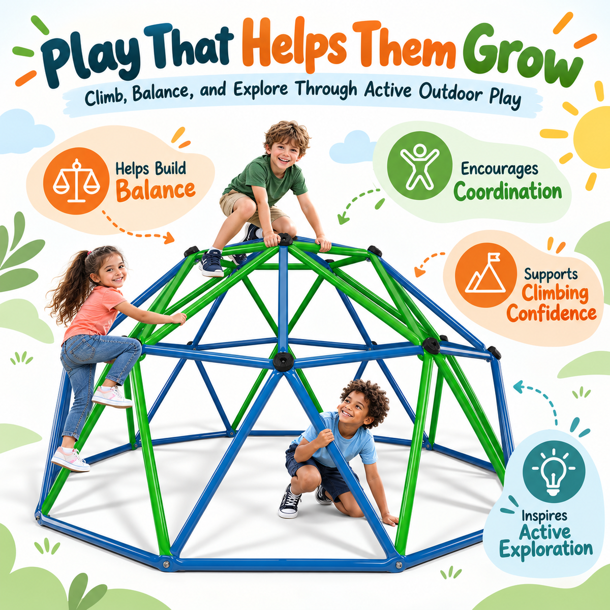 Outdoor Geometric Kids Jungle Gym-10*5 FT