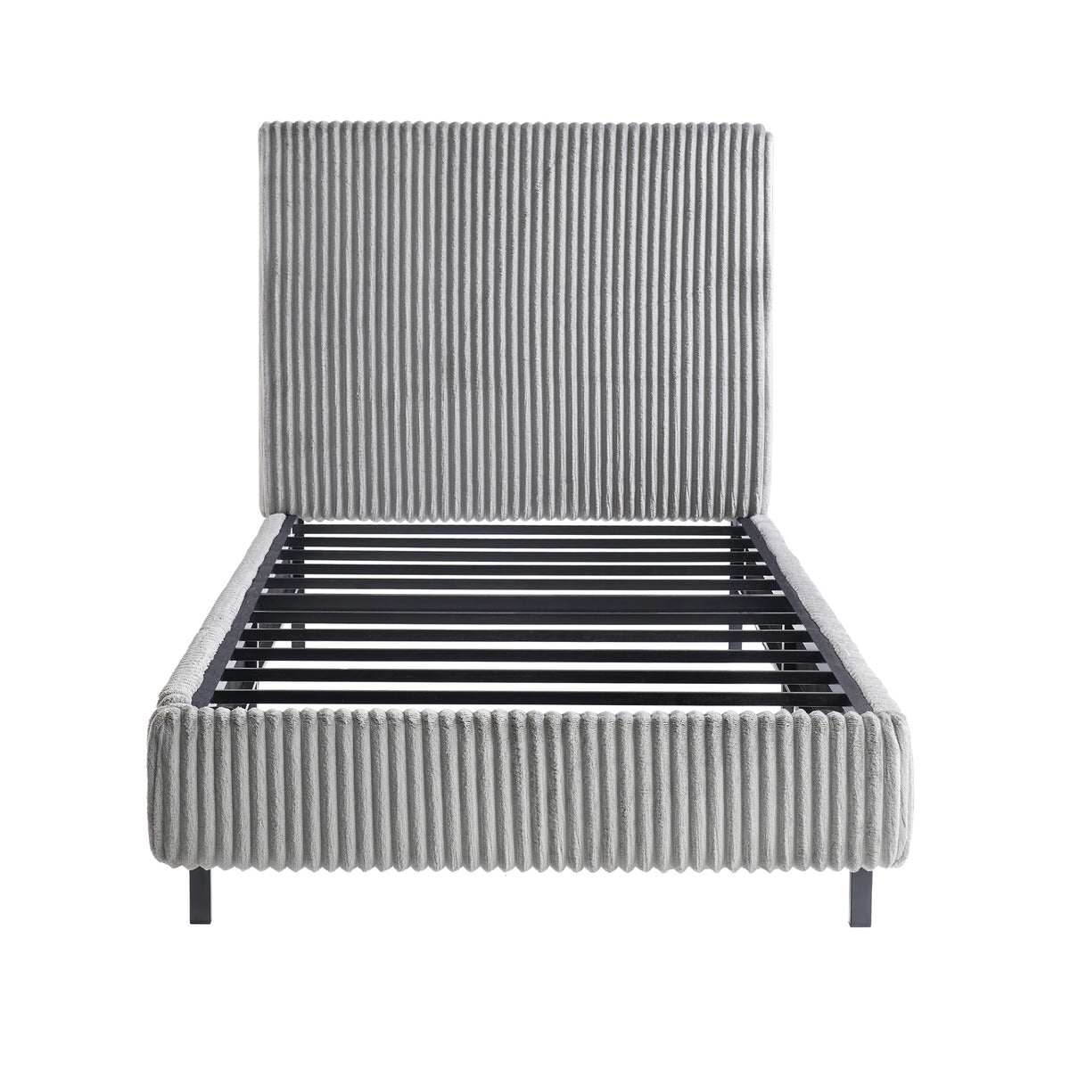 Velmure Corduroy Platform Bed Frame-Twin-Grey
