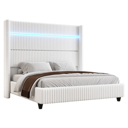 Warren Faux-Fur Bed Frame Amerlife White / California king