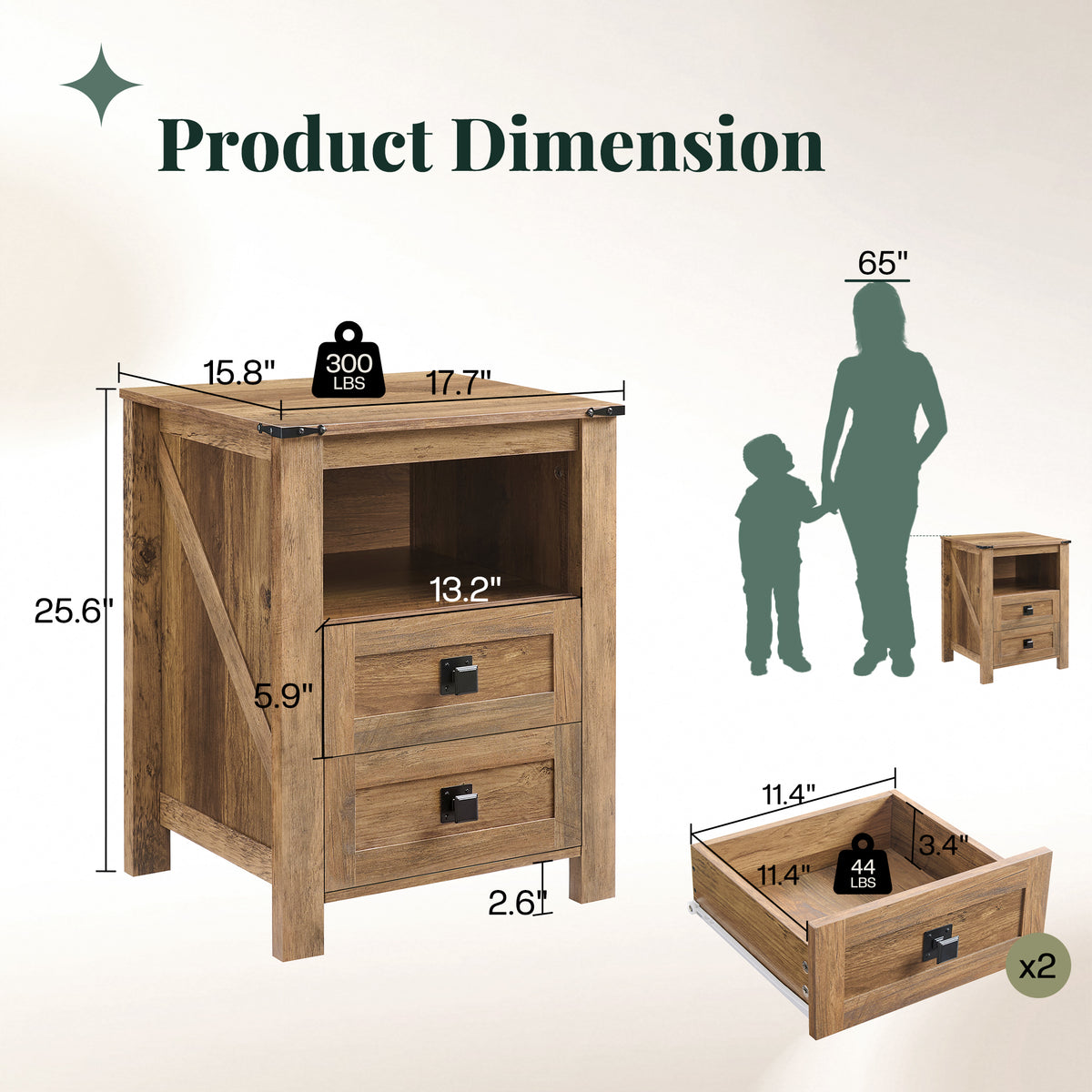 Hub Nightstand Set of 2 Amerlife Barnwood